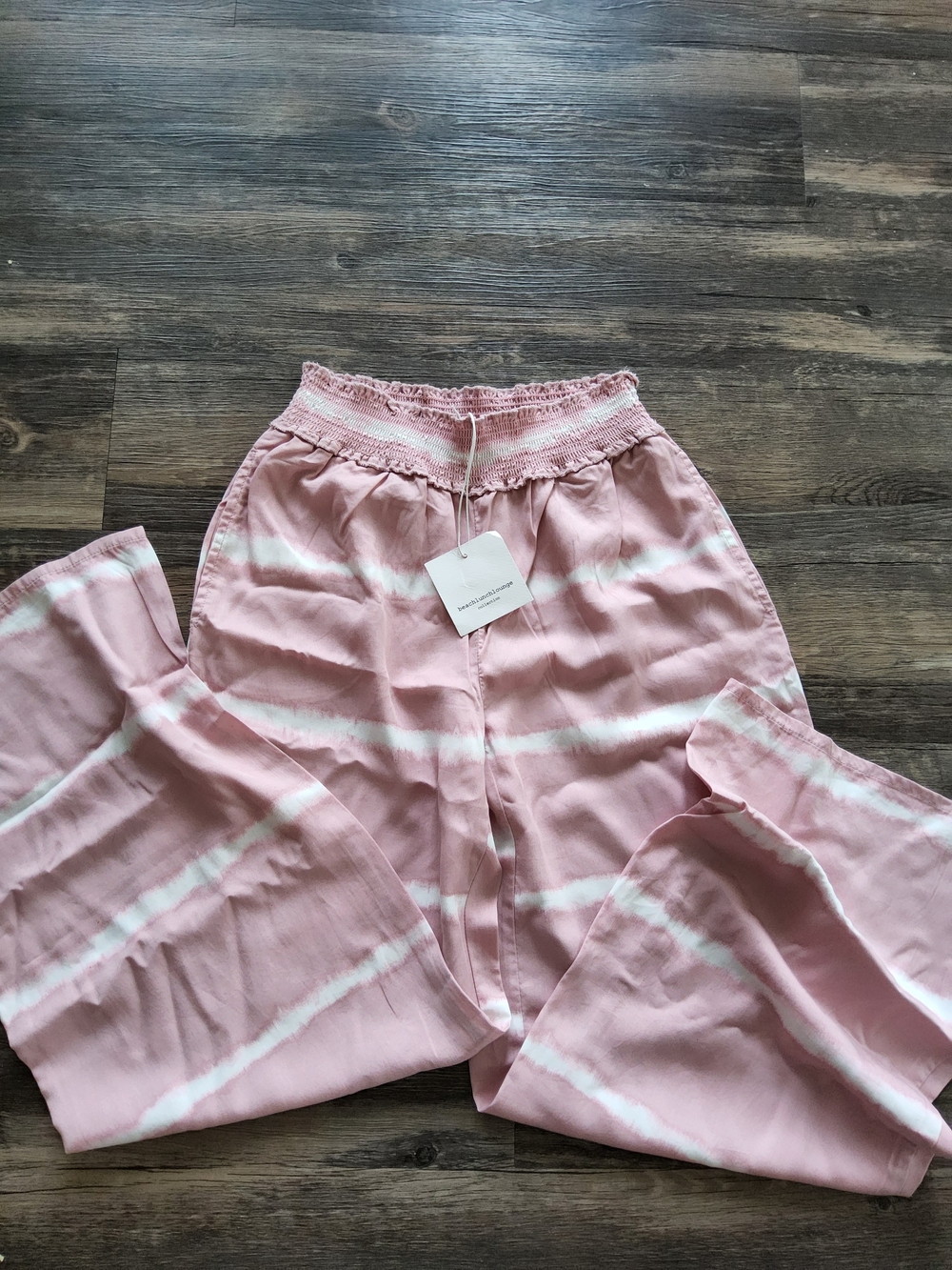 beachlunchlounge Pink and Cream Tie-Dye Wide Leg Pull-on ants